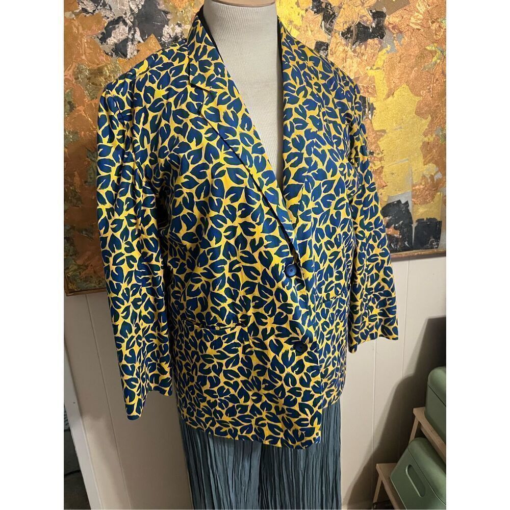 Stunning Tropical Print Vintage Jim Thompson Cotton Women’s Blazer Size L